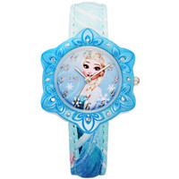 Disney 迪士尼 FZ-54155L 儿童冰雪奇缘石英表(蓝色) 多边形表盘 皮质表带