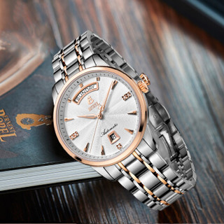 BOREL 依波路 祖尔斯系列 GBR9160W-221 男士机械手表 40mm 银色 间金色 间玫瑰金不锈钢