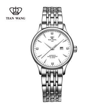 TIAN WANG 天王 昆仑系列 LS5876S/D-A 女士钢带机械表 白