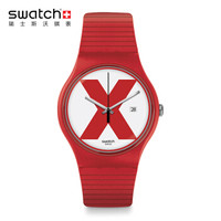 swatch 斯沃琪 ORIGINALS 原创系列 SUOR400 红色X 女士石英腕表