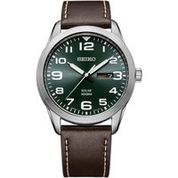 SEIKO 精工 SNE473J1 男士太阳能石英手表 42.5mm 绿色 棕色 皮革
