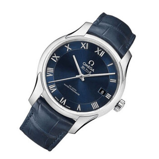 OMEGA 欧米茄 碟飞系列 433.13.41.21.03.001 男士机械腕表 41mm 蓝色 精钢 蓝色 皮质