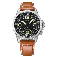 SEIKO 精工 PROSPEX系列 SRPA75J1 男士自动上链机械表 罗盘皮带运动4R机芯 42mm 黑色 棕色 皮质