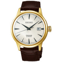 SEIKO 精工 PRESAGE领航系列 SRPB44J1 鸡尾酒新款手动上链机械男表 40mm 白色 棕色 皮革