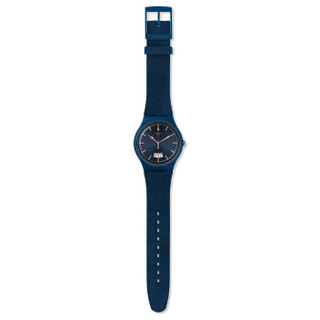 swatch 斯沃琪 狂欢夜系列蓝色硬币 情侣款石英腕表 SUON400