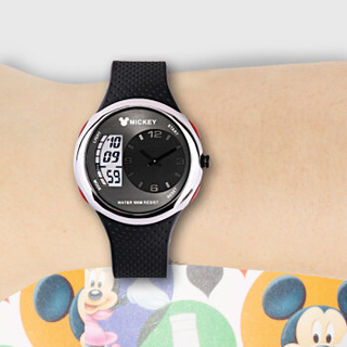 Disney 迪士尼 MK-15004W 儿童运动多功能电子表（双机芯银白） 防水夜光