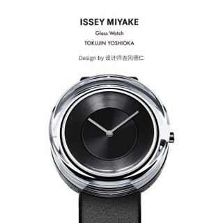 ISSEY MIYAKE 三宅一生 glass系列 NYAH002 男士石英手表 39mm 黑色 黑色 牛皮