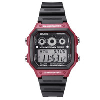 CASIO 卡西欧 AE-1300WH-4A 男士多功能表(石英+电子) 防水 36mm 灰色 黑色 橡胶