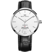 SeaGull 海鸥  时尚简约系列 819.12.1007 男士全自动机械表 白盘 条钉 钢圈 黑皮