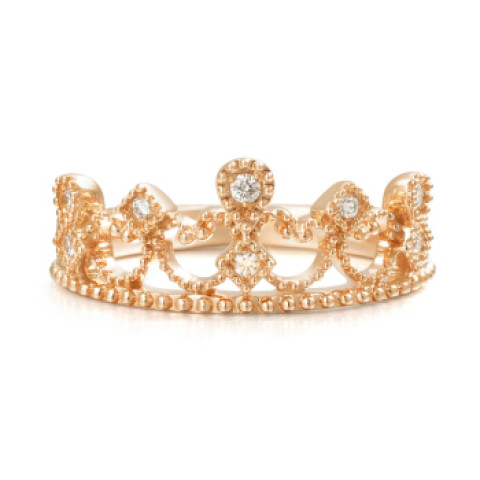 周生生87041rva系列女王桂冠戒指18k红色黄金