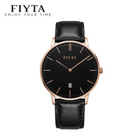FIYTA 飞亚达 One系列 DG850000.PBB 男士时尚简约石英手表 黑盘 黑带