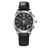 CASIO 卡西欧 EDIFICE系列 EFR-517L-1A 男士商务休闲石英表 三眼 防水 黑色 黑色 皮质