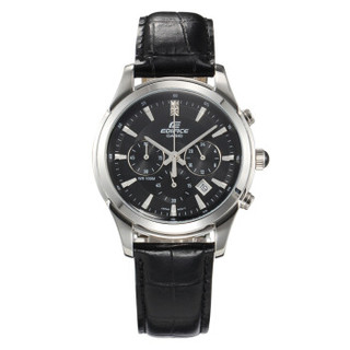 CASIO 卡西欧 EDIFICE系列  EFR-517L-1A 男士商务休闲石英表 三眼 防水 黑色 黑色 皮质