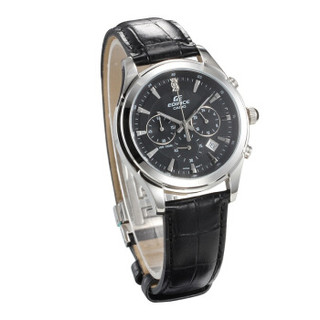 CASIO 卡西欧 EDIFICE系列  EFR-517L-1A 男士商务休闲石英表 三眼 防水 黑色 黑色 皮质