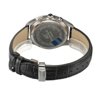 CASIO 卡西欧 EDIFICE系列  EFR-517L-1A 男士商务休闲石英表 三眼 防水 黑色 黑色 皮质