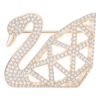 SWAROVSKI 施华洛世奇 5297353 Facet Swan 天鹅胸针 镀玫瑰金 2.5cm*3cm