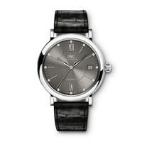 IWC 万国 柏涛菲诺系列 IW458102 中性机械手表 37mm 灰色 黑色 鳄鱼皮