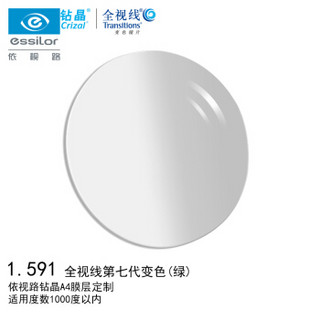 京东PLUS会员：essilor 依视路 钻晶全视线1.591 变色/绿钻晶A4 非球面防蓝光双面防紫外线 一片装 *2件+凑单品