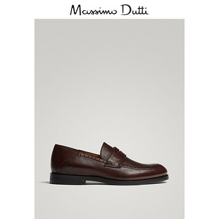  Massimo Dutti 12099222700 棕色纳帕软革乐福鞋 (棕色、43)
