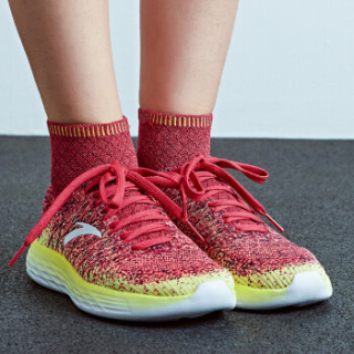 anta 安踏 92715550-1 女士高帮袜套式透气跑步鞋 玫红/黄/白-1 36.