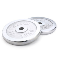 凯速电镀杠铃片15KG（7.5公斤*2）两片装 家用运动健身器材组合套装男士女士小孔哑铃片举重配重（孔径28mm）