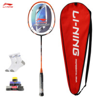 LI-NING 李宁 HC1200羽毛球拍 碳素4U攻守兼备羽毛球拍单拍 橙色（已穿线）