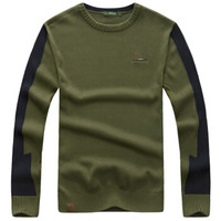 ZHAN DI JI PU 15371 男士圆领套头毛衣 军绿 3XL