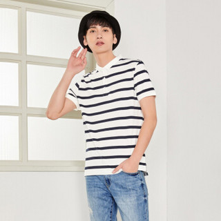 Semir 森马 19048001276 男士短袖polo衫 白蓝色调 XL