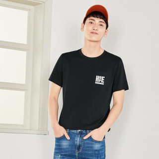 Semir 森马 19038001226 男士短袖T恤 黑色 XL