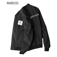 Markless JKA6129M 男士夹克修身潮流黑色外套休闲运动棒球服 黑色 185/XXL