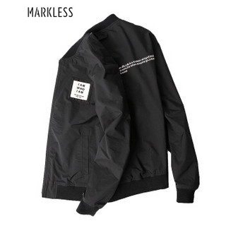 Markless 男士夹克修身潮流黑色外套休闲运动棒球服 黑色 185/XXL *2件