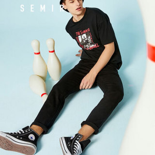 Semir 森马 19316241110 男士纯色中低腰弹力牛仔长裤