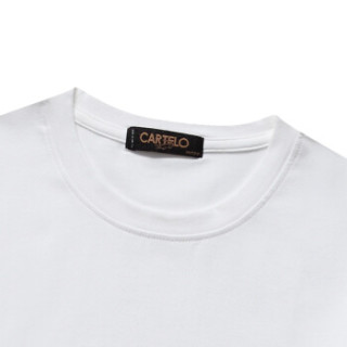 CARTELO 16057KE9518 男士纯色圆领长袖T恤 白色 2XL