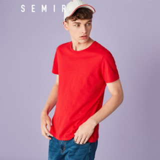 Semir 森马 19018001233 男士圆领短袖T恤 中国红 S