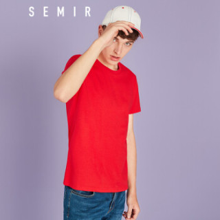 Semir 森马 19018001233 男士圆领短袖T恤 中国红 S