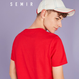 Semir 森马 19018001233 男士圆领短袖T恤 中国红 S