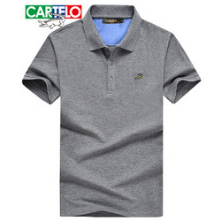 CARTELO KFT0812 男士棉翻领短袖POLO衫 灰色 2XL