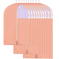 百草园牛津布衣服防尘罩收纳袋 可水洗衣物整理袋挂袋2特大4大4中 珊瑚粉