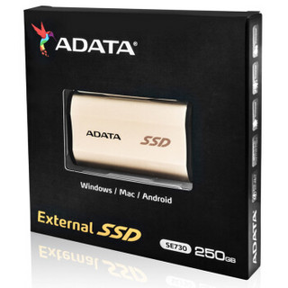 ADATA 威刚 SE730 USB3.1 Type-C 三防移动固态硬盘 250GB 金色