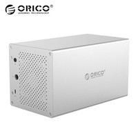 奥睿科（ORICO）移动硬盘柜 SATA串口HDD3.5英寸台式机械磁盘柜全铝外置盒子 Type-c四盘位 WS400C3 银色