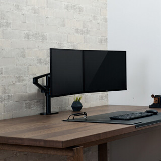 埃普（UP）OL-2液晶电脑显示器支架 双屏拼接显示屏支架铝合金桌面升降臂 多功能可伸缩增高架17-32英寸 黑色