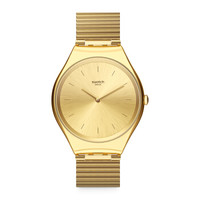 swatch 斯沃琪 金属超薄系列 SYXG100GG 中性石英手表 38mm 金色 金色 不锈钢镀金