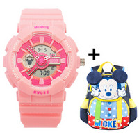 Disney 迪士尼 MK-15057P 儿童电子表(粉色) 防水户外 双显 夜光