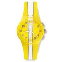 swatch 斯沃琪 果冻计时系列 SUSJ100 中性石英手表 41mm 黄色 黄色/白色 树脂