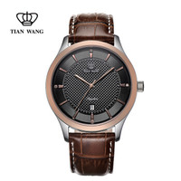 TIAN WANG 天王 沧海系列 GS3754TP/D 男士皮带石英表 黑色