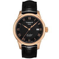 TISSOT 天梭 力洛克系列 T41.5.423.53 男士机械手表 39.3mm 黑色 黑色 皮革