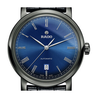 RADO 雷达 钻霸系列 R14806206 男士机械腕表 41mm 蓝色 黑色 牛皮