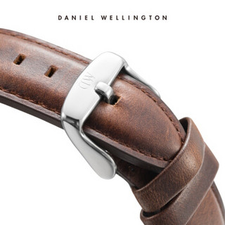 DanielWellington 丹尼尔惠灵顿 0409DW 原装表带20mm皮质银色针扣男款 （适用于40mm表盘系列）