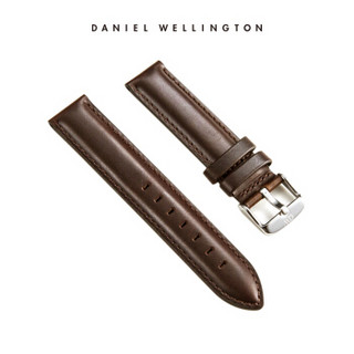 DanielWellington 丹尼尔惠灵顿 0409DW 原装表带20mm皮质银色针扣男款 （适用于40mm表盘系列）
