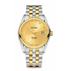 TITONI 梅花 空霸系列 83909 SY-064 男士機械手表 38.5mm 金色 間金色 間金PVD精鋼